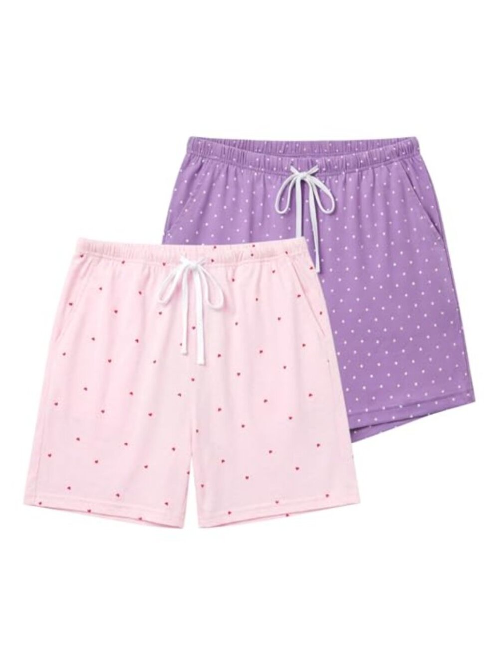 ENJOYNIGHT Women Cotton Blend Pajama Shorts Lounge Sleep Bottoms 2-Pack